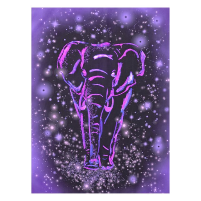 Mantel Elefante En La Noche Estelar Rosa Morado (Anverso)
