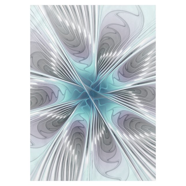 Mantel Elegance Modern Blue Gray White Fractal Art Flower (Anverso)