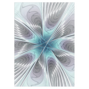 Mantel Elegancia Flor de Arte Fractal Blanco Gris Azul