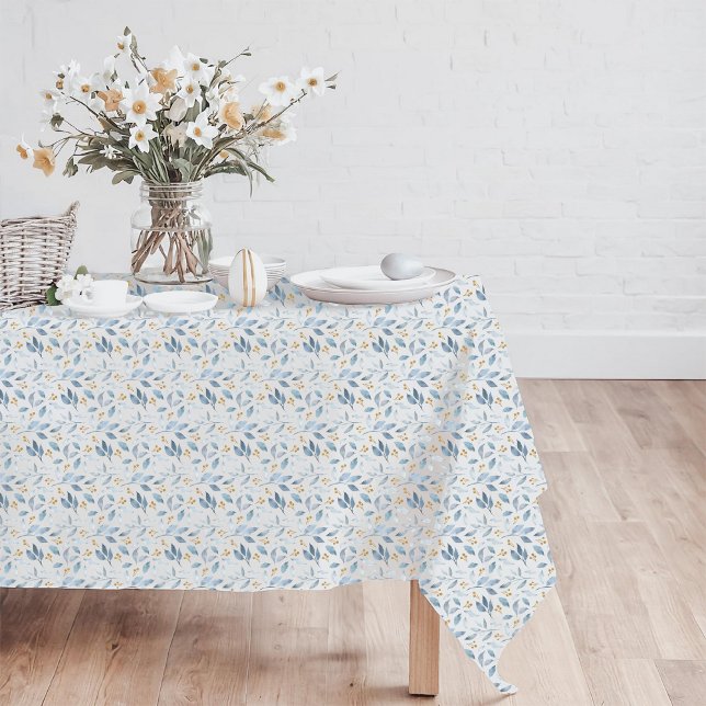 Mantel Elegant Blue Watercolor Botanical Pattern (Subido por el creador)
