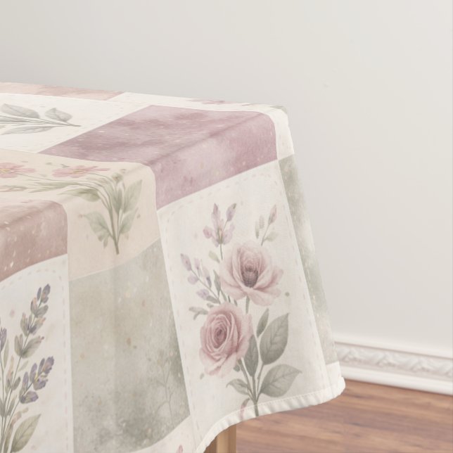 Mantel Elegant Boho Purple Quilt Floral Patchwork Pattern (In Situ)