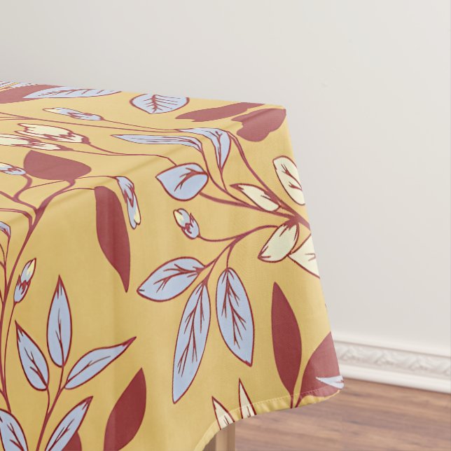 Mantel Elegant Floral Pattern with Red and Blue Leaves (In Situ)