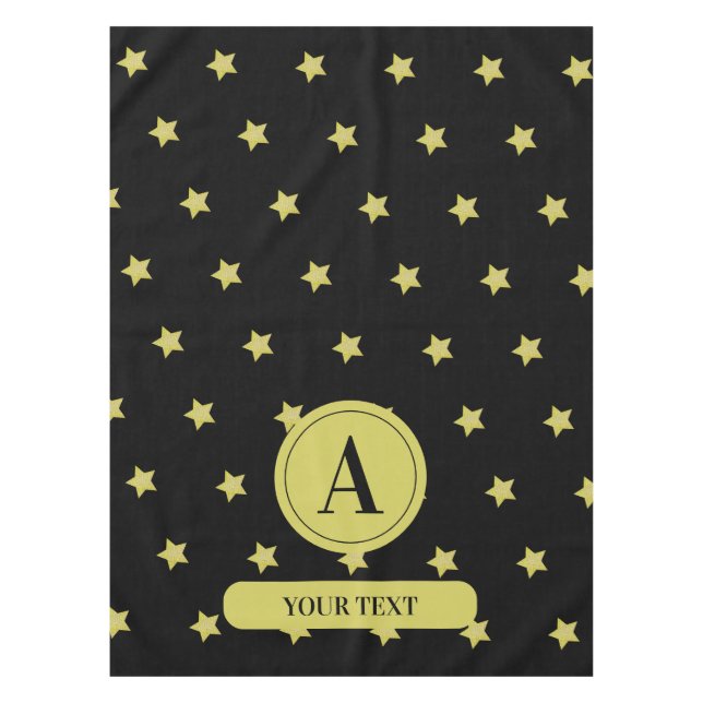 Mantel Elegant Gold & Black Star Pattern Monogram (Anverso)