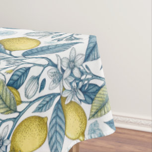 Mantel Elegant Mediterranean Lemon Botanical Navy