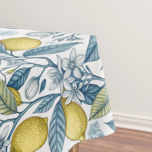Mantel Elegant Mediterranean Lemon Botanical Navy (In Situ)