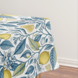 Mantel Elegant Mediterranean Lemon Botanical Navy