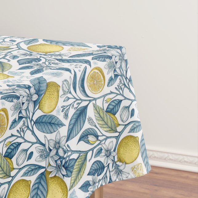 Mantel Elegant Mediterranean Lemon Botanical Navy (In Situ)