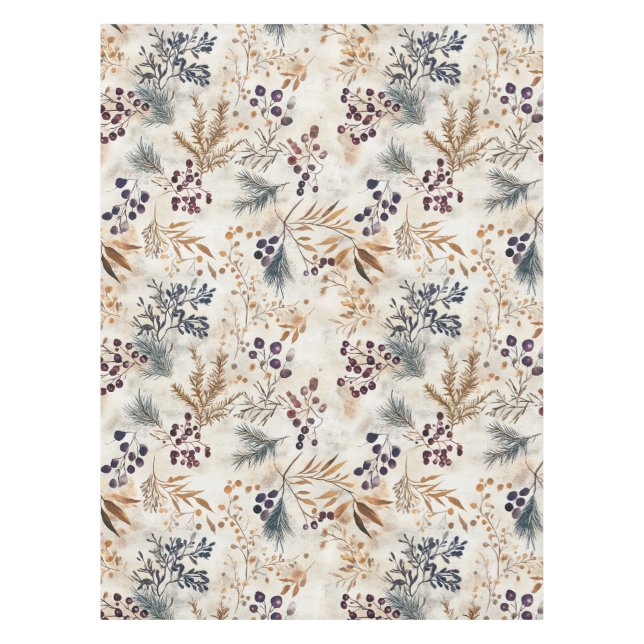 Mantel Elegante acuarela Floral Rojo, Oro, Verde, Púrpura (Anverso)