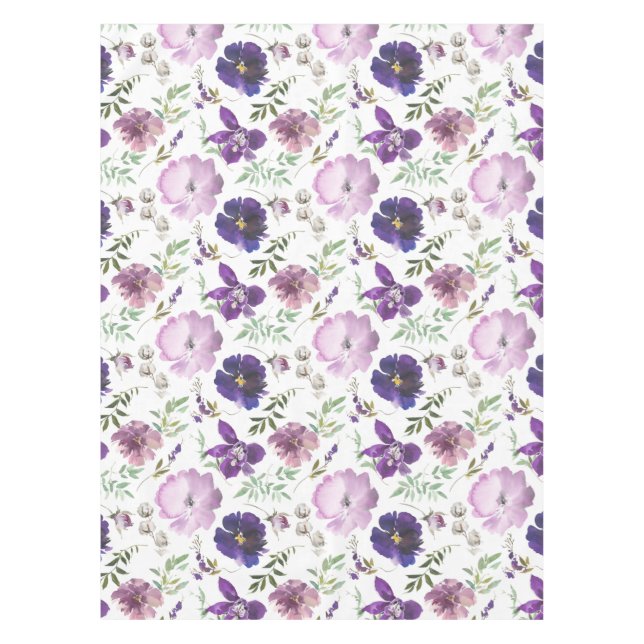 Mantel Elegante acuarela Rosas florales Lavender Purple (Anverso)