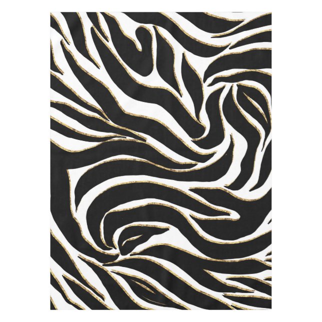 Mantel Elegante animal blanco de cebra de oro negro (Anverso)