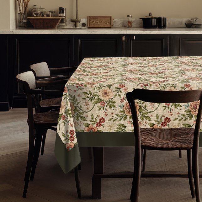 Mantel Elegante Bebby Chic Sutil Bordado Floral (Elegant Shabby Chic Subtle Floral Embroidery Tablecloth)
