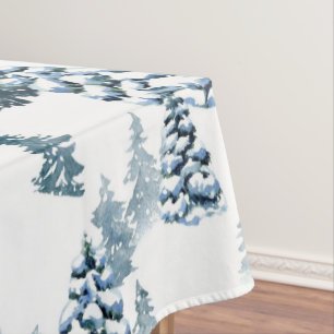 Mantel Elegante bosque de abetos nevado de Navidad en inv