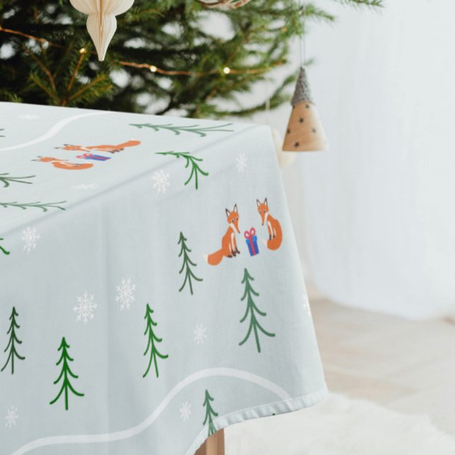 Mantel Elegante bosque de Navidades escandinavos (Elegant mint green Scandinavian winter forest Christmas tablecloth)