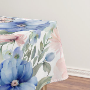 Mantel Elegante Bungalow rosa y azul de flores