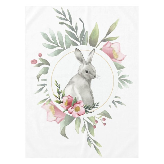 Mantel Elegante Bunny Floral de Pascua (Anverso)