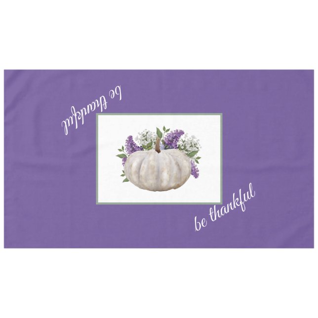 Mantel Elegante Calabaza Blanca Ropa de Mesa Púrpura (Frente (Horizontal))