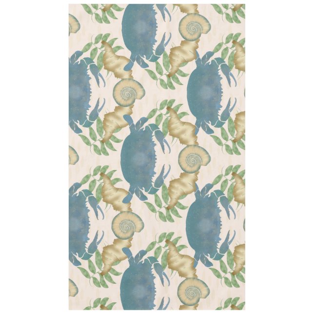 Mantel Elegante Cangrejo Festín-Acuarela Cangrejos Azules (Anverso)