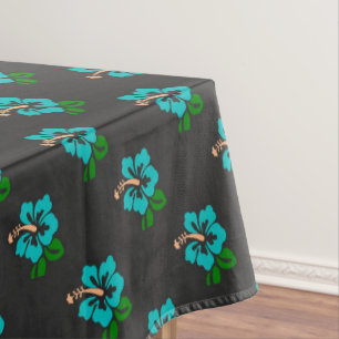 Mantel Elegante Chic Tropical Lindo Hibisco Floral Turque