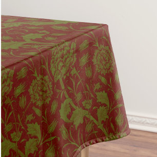 Mantel Elegante Clásico William Morris Rojo Verde