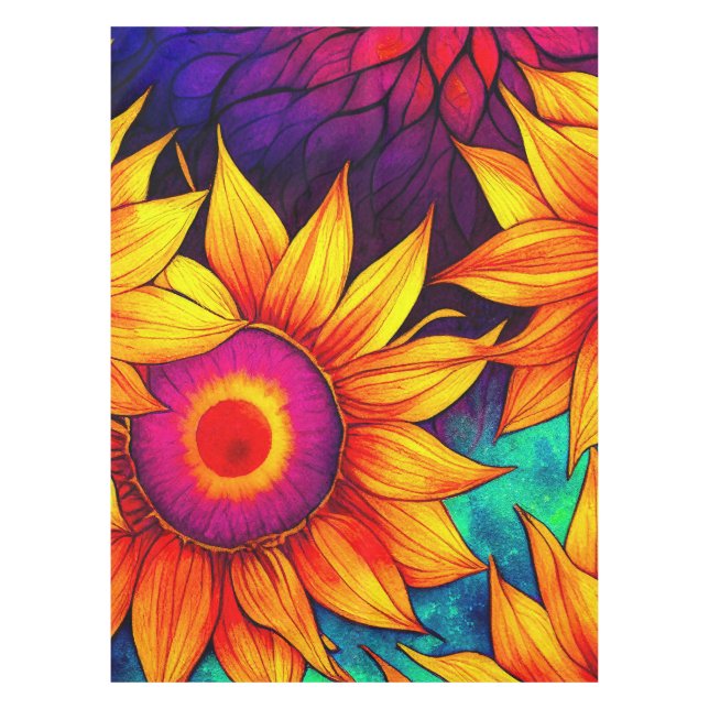 Mantel Elegante Colorido Flower Power Artwork | (Anverso)