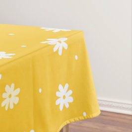 Mantel Elegante Daisy Blanco Flor Brunch Amarillo Sunny