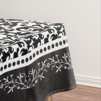 Mantel Elegante Damasco de Desplazamiento Negro y Blanco