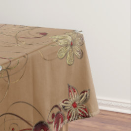 Mantel Elegante de Algodón Rojo/Plateado/Dorado