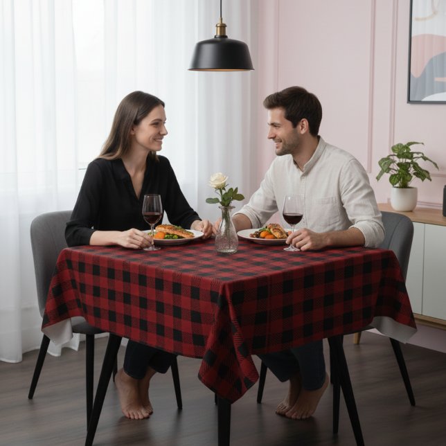 Mantel Elegante de Color Granate y Negro (Deep Maroon & Black Elegant Tablecloth)