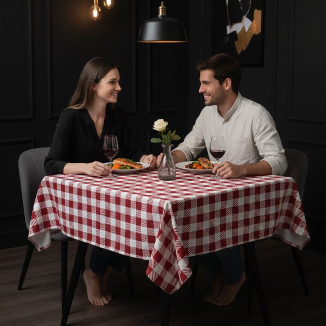Mantel Elegante de Patrón Rojo Intenso y Blanco (Deep Red and White Elegant Pattern Tablecloth)