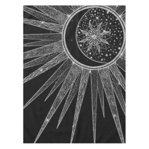 Mantel Elegante diseño negro de luna de sol plateado Mand