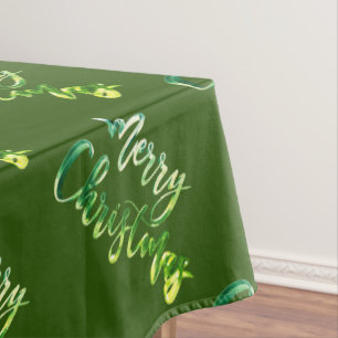 Mantel Elegante estilo oro Script Feliz Navidad Verde