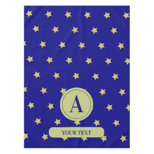 Mantel Elegante Estrella Dorada y Azul con Patrón de Mono