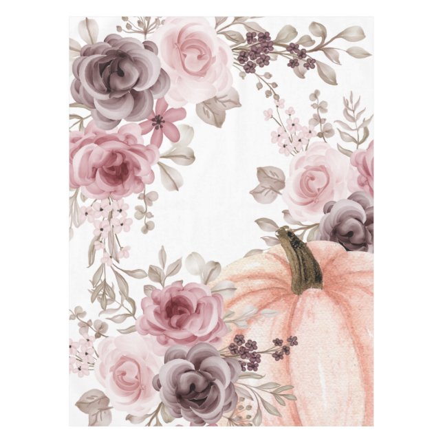 Mantel Elegante Fall Floral Calabaza Neutral acuarela (Anverso)