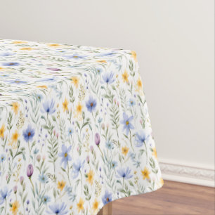 Mantel Elegante Flor Silvestre Acuarela Azul Púrpura