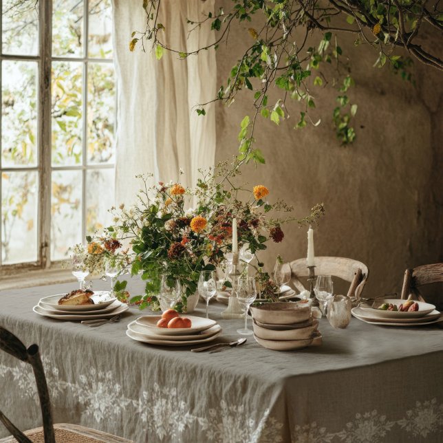 Mantel Elegante Floral Beige  (Subido por el creador)