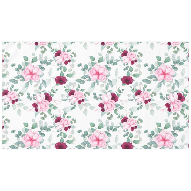 Mantel elegante floral rosa rojo (Frente (Horizontal))