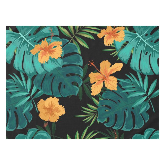 Mantel Elegante floral tropical tropical y deja el arte| (Frente (Horizontal))