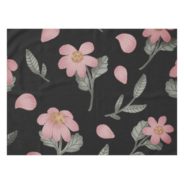 Mantel Elegante floral verde rosa negro (Frente (Horizontal))