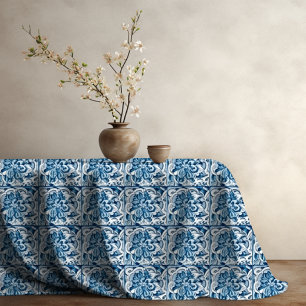 Mantel Elegante floral vintage acuarela Azul monograma am