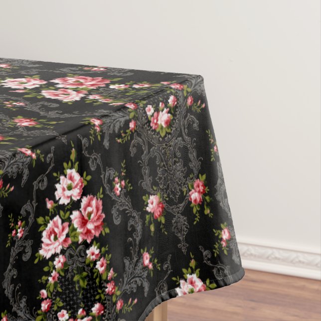 Mantel Elegante fondo rococó floral-negro francés (In Situ)