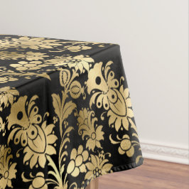 Mantel Elegante Glam Floral Negro Oro