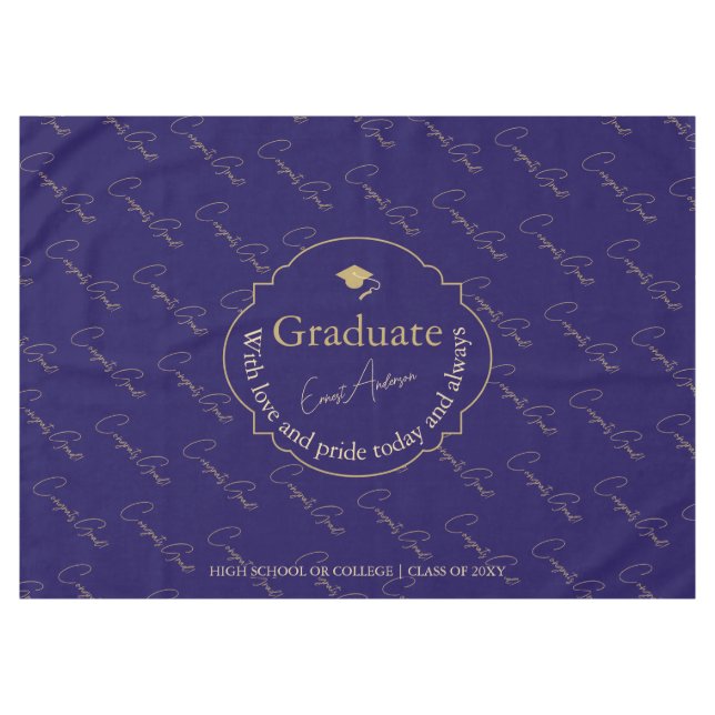 Mantel Elegante graduación de la licenciatura de Oro Azul (Frente (Horizontal))