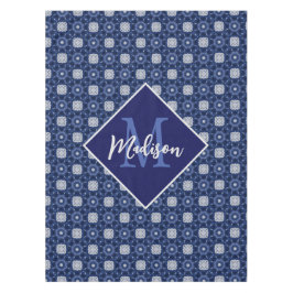 Mantel Elegante gris azul inicial monogramado