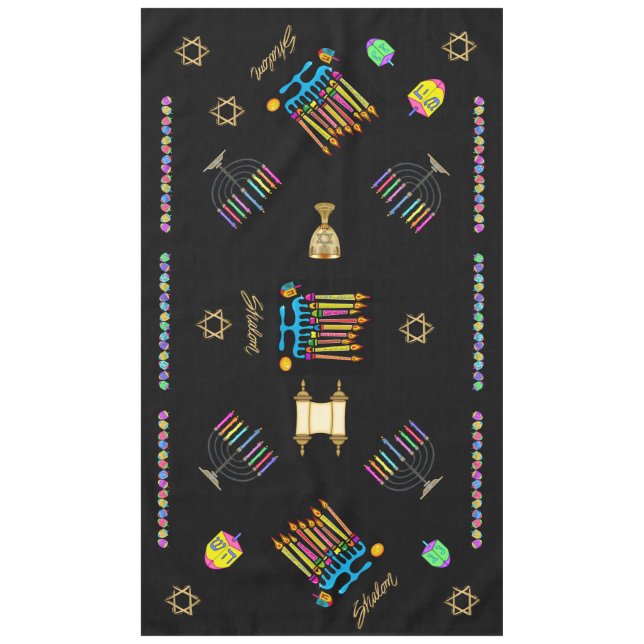 Mantel Elegante Hanukkah Chanukah Tablecover (Anverso)