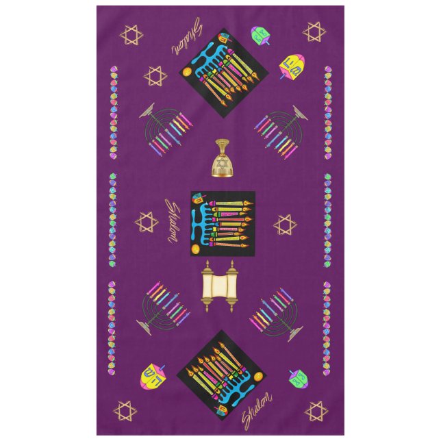 Mantel Elegante Hanukkah Chanukah Tablecover (Anverso)