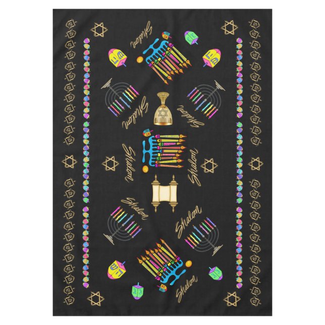 Mantel Elegante Hanukkah Chanukah Tablecover Tablecloth (Anverso)