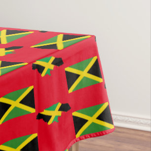 Mantel Elegante MAPA JAMAIQUINO Rojo Bandera de Jamaica