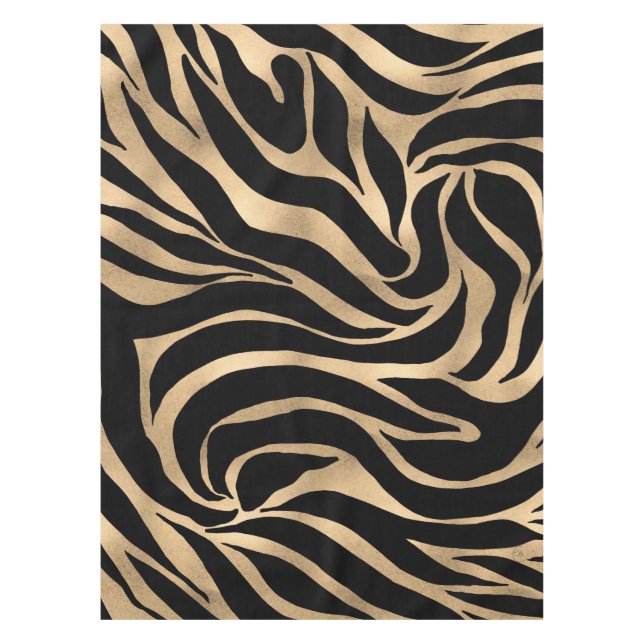 Mantel Elegante metal dorado Zebra Black Animal Print (Anverso)