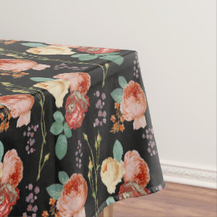 Mantel Elegante Moda rosa rosa Roses floral sobre negro