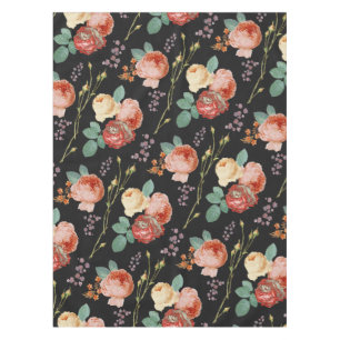 Mantel Elegante Moda rosa rosa Roses floral sobre negro